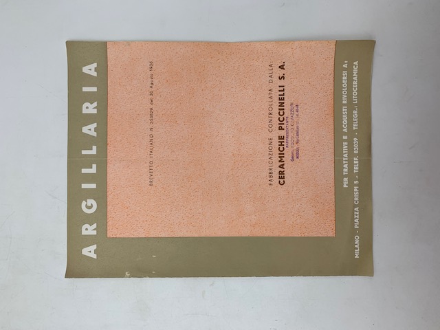 Argillaria. Brevetto italiano. Fabbricazione controllata dalla Ceramiche Piccinelli (Catalogo)
